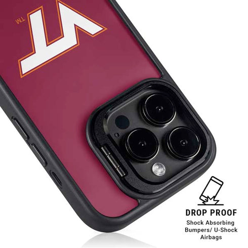 Virginia Tech University Maroon iPhone 15 Pro Kickstand Case
